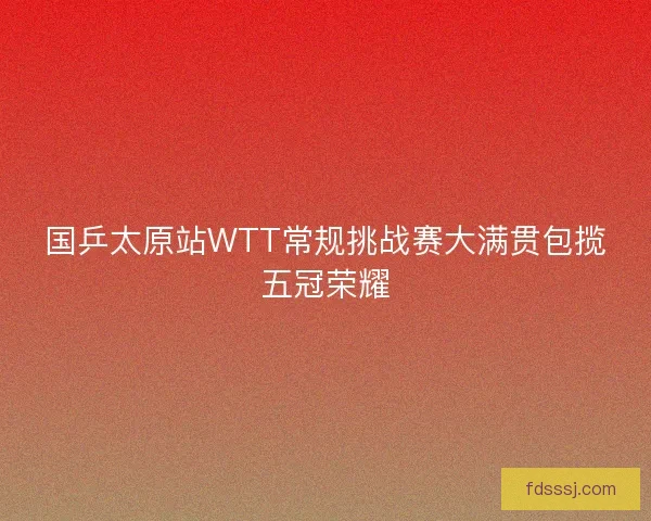国乒太原站WTT常规挑战赛大满贯包揽五冠荣耀