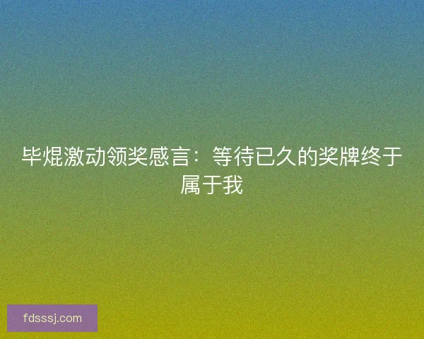 毕焜激动领奖感言:等待已久的奖牌终于属于我 毕焜激动领奖感言:等待已久的奖牌终于属于我