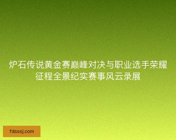 炉石传说黄金赛巅峰对决与职业选手荣耀征程全景纪实赛事风云录展